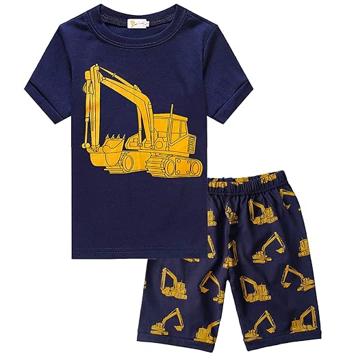 Little Hand Boys Tractor Pajamas Set 2 pc Kids Childrens 100% Cotton Short Sets 2-3 Years/3T