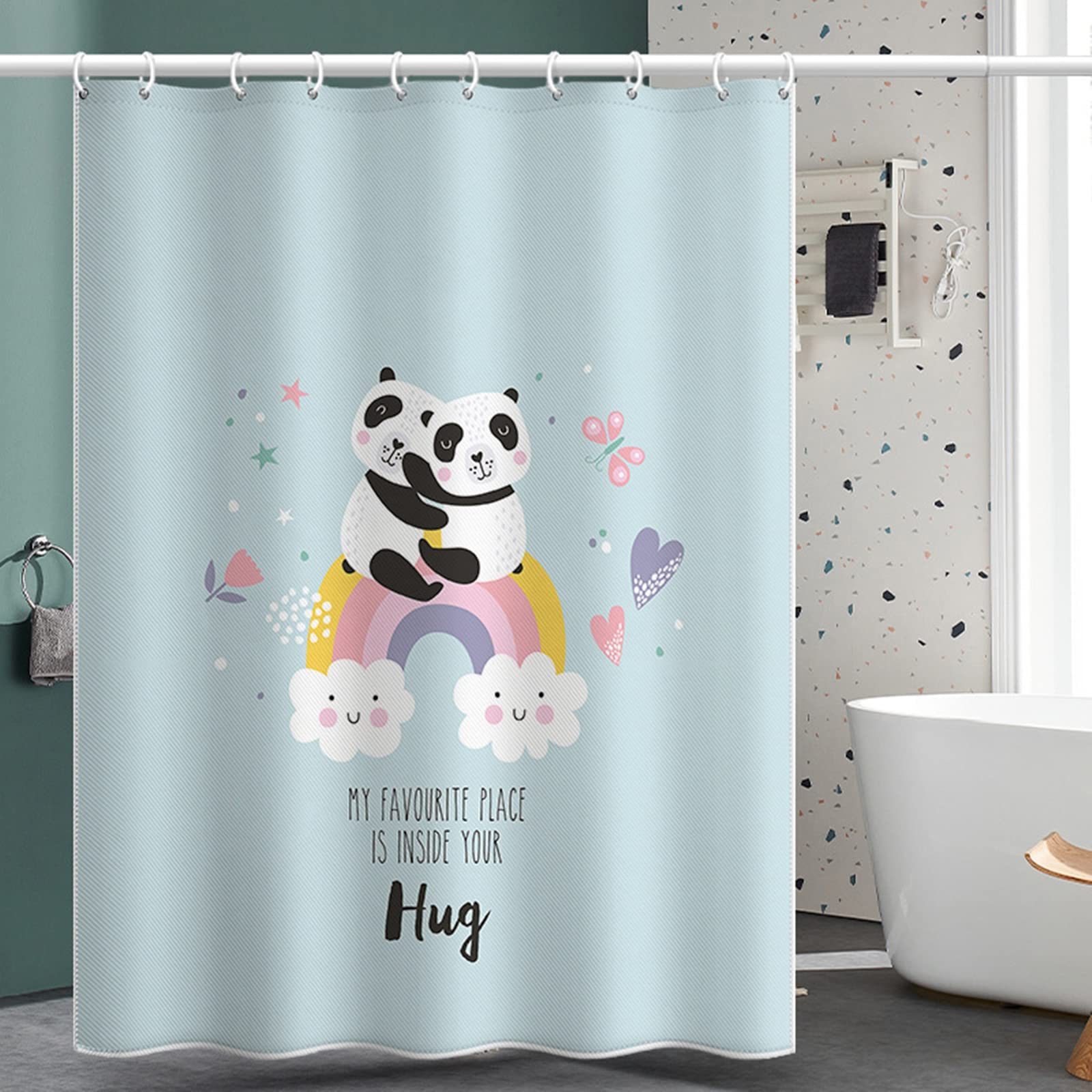 Rideau douche 200x180 cm polyester fini les moisissures KnSam