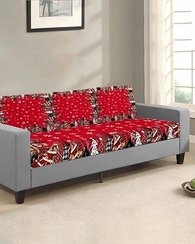 Miniatura 2 de Fundas de cojín elásticas para sofá, diseño de árbol de Navidad, seccional/individual/L/T, funda protectora para muebles, parte inferior elástica,