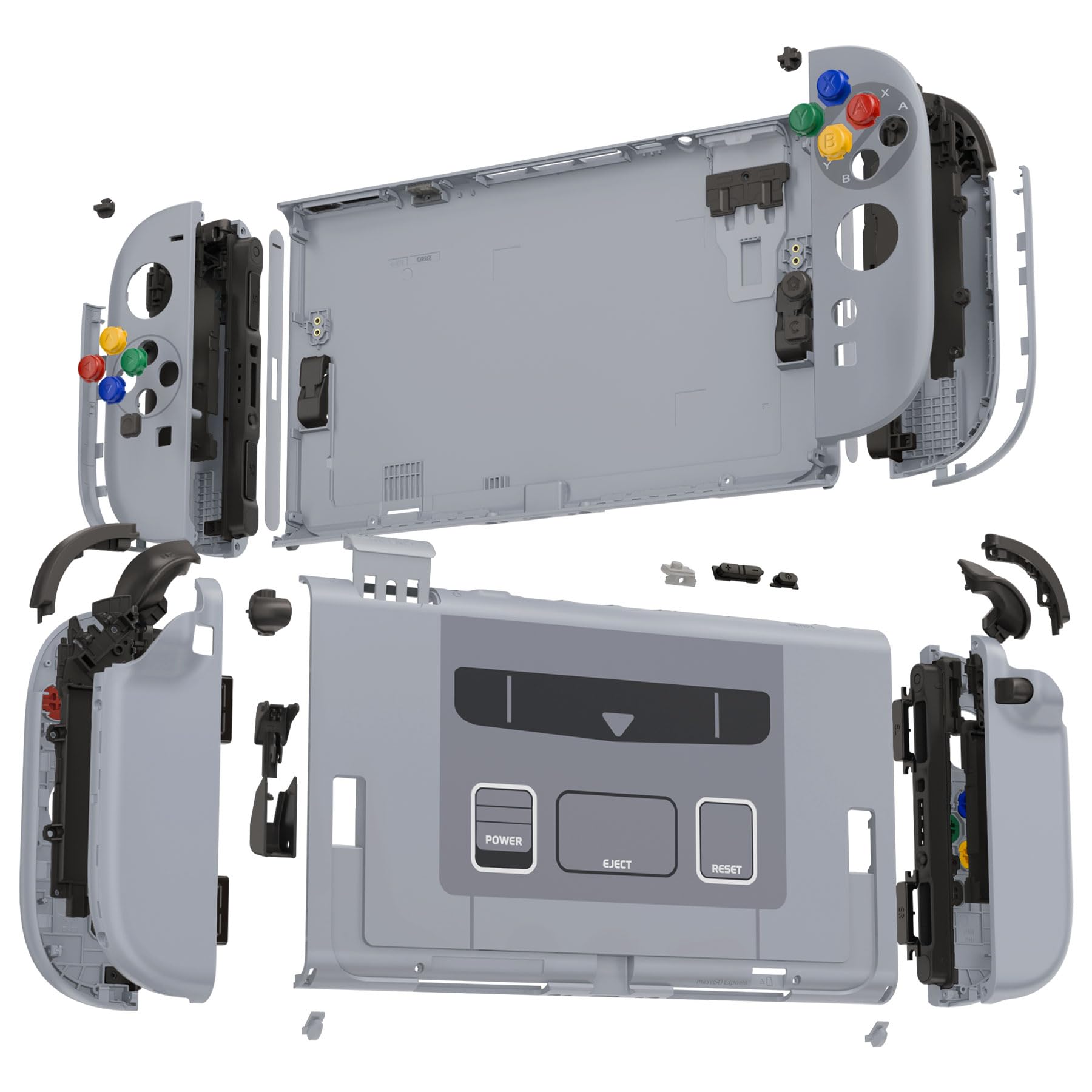 eXtremeRate Coque pour Switch 2 Joycon avec Ensemble Complet de Boutons & Coque Plaque Arrière pour Nintendo Switch 2,Accessoires de Remplacement DIY-SFC Snes Classique EU