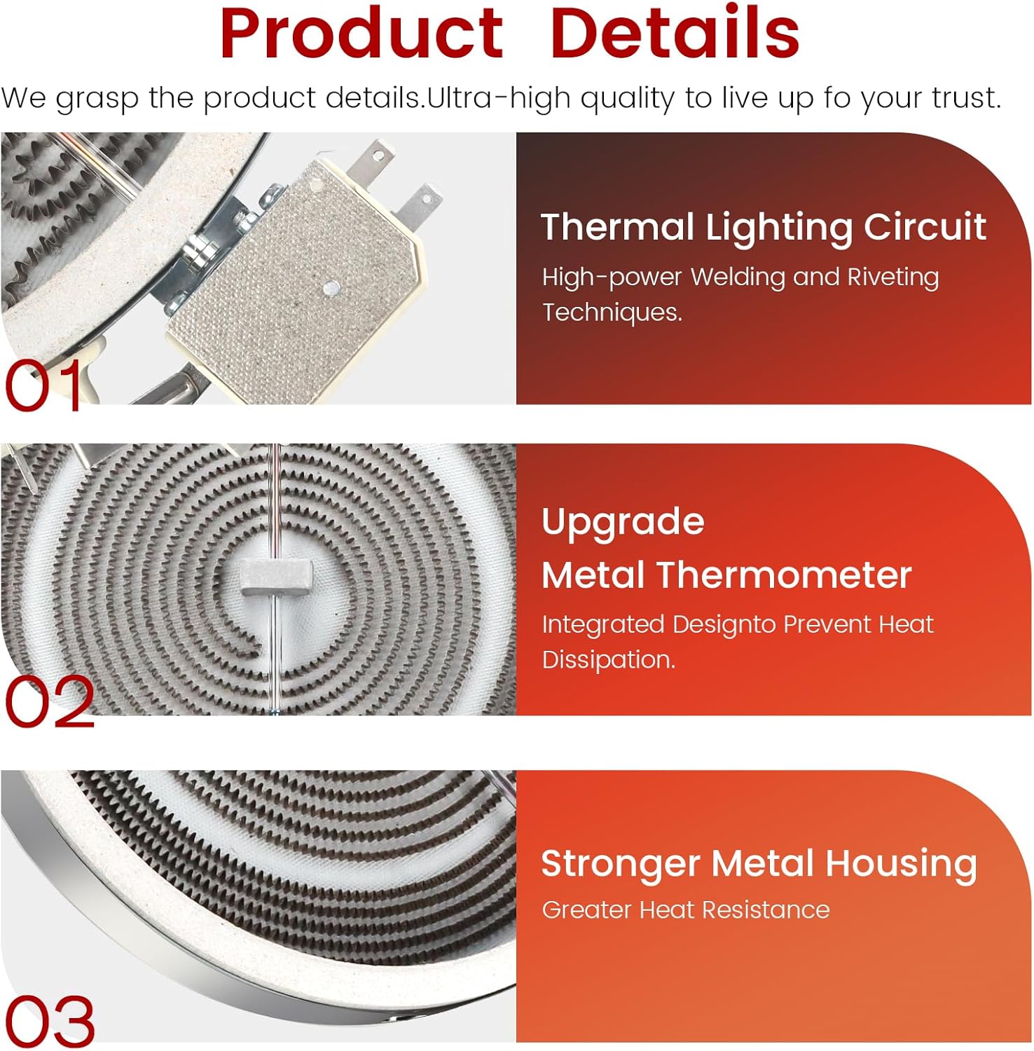 Puxyblue 𝟮𝟬𝟮𝟲 𝙐𝙥𝙜𝙧𝙖𝙙𝙚𝙙 WB30X24111 9-In Dual Range Radiant Surface Element Compatible with GE Range Radiant Element 9 Glass Cooktop Radiant Element(3100W 240V) 4465256 AP5989975 PS11729126