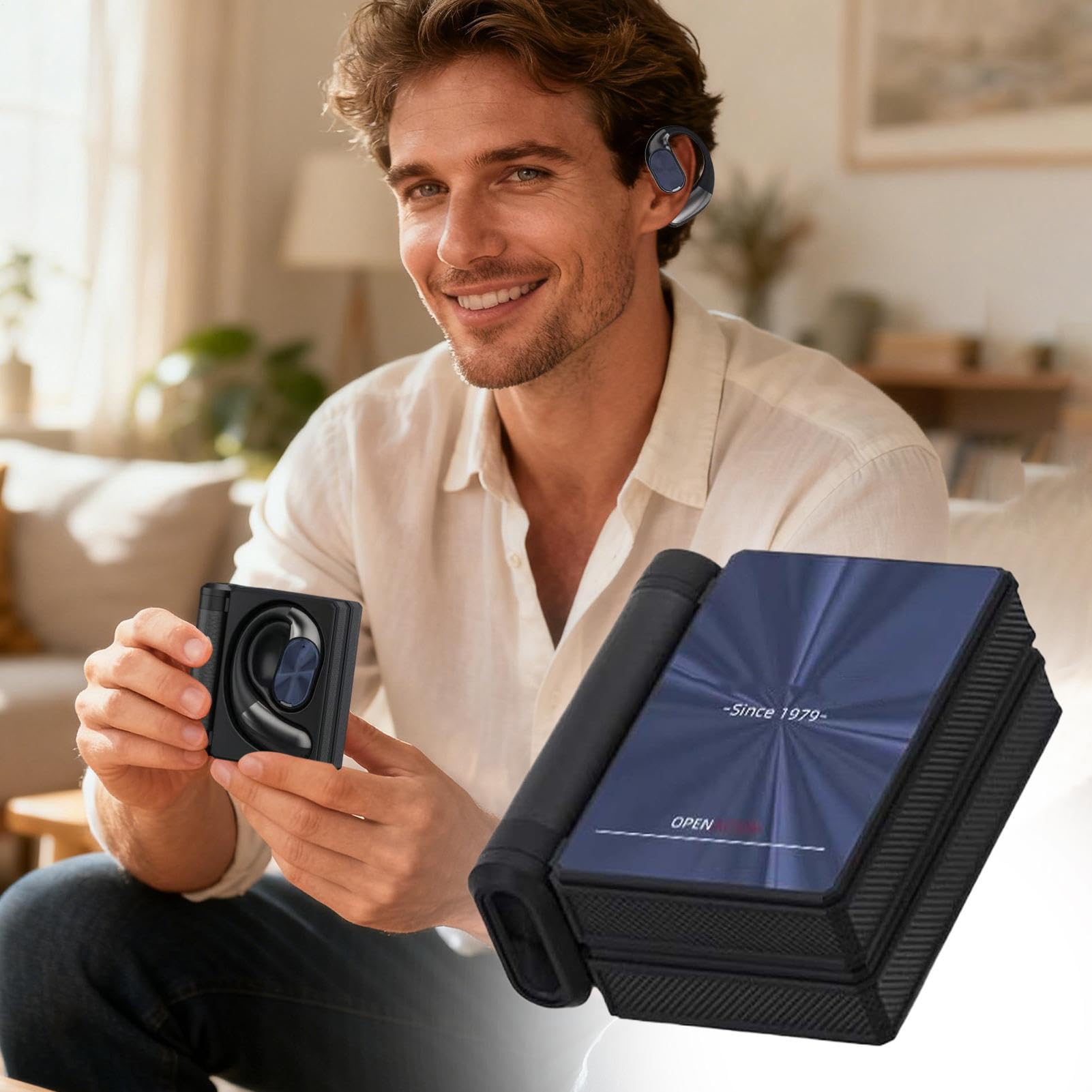 Générique Auricolari senza fili con doppia custodia pieghevole | Custodia Doppia Pieghe Auricolari Sportivi Impermeabile Per Casa Esterna Studio Sport Corsa Allenamento Palestra e