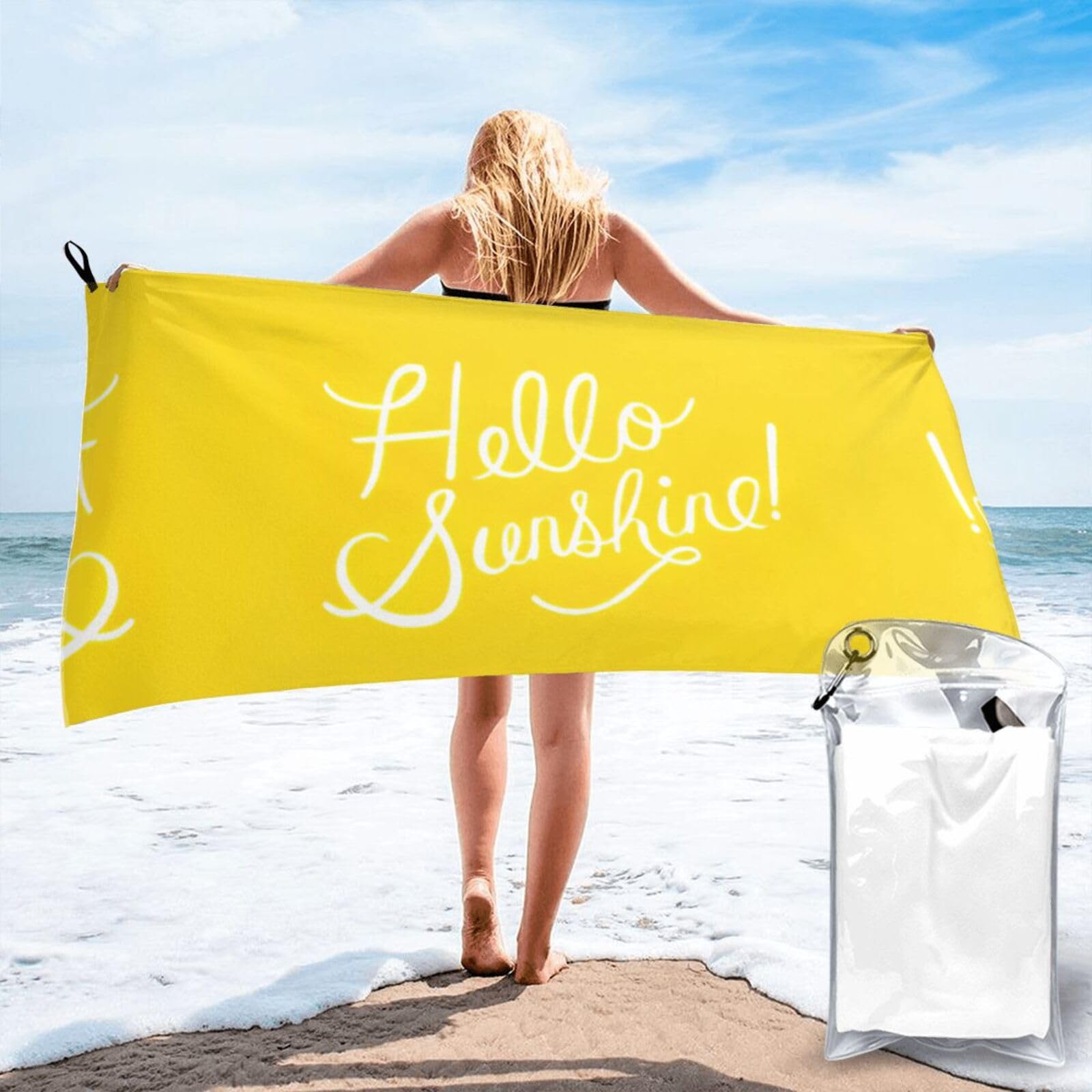 KAPPTYY Goodlooking Hello Sunshine Print Quick Dry Towel Bath Shower Beach Wrap For Gym Vacation Adults