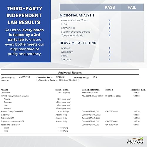 Miniatura 7 de Herba Super Glutatión - L-Glutatión Reducido, 500 mg, 60 cápsulas vegetales, obtenido NPN # 80098063 de Health Canada, promueve la vitalidad, el