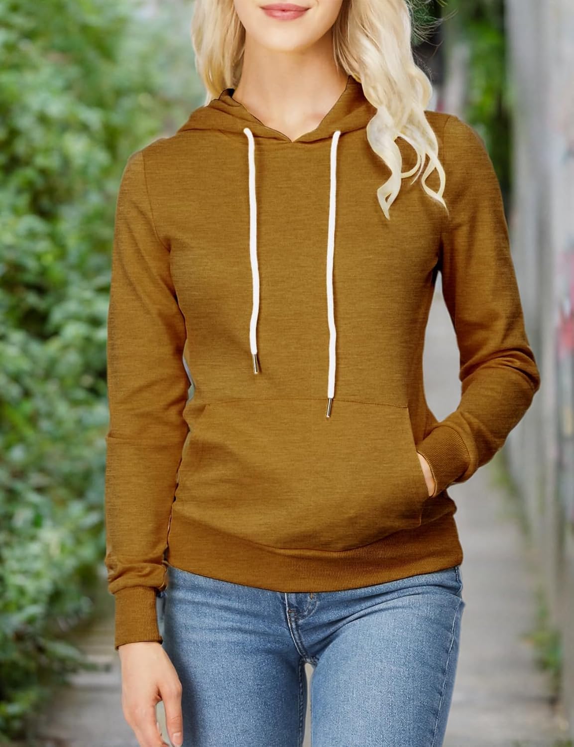 Women's Slim Fit Pullover Hoodie Lightweight Long Sleeve Kangaroo Pocket Basic Casual wear - Image 7