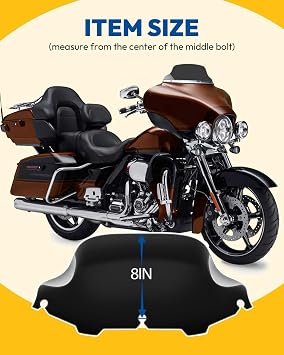 Windshield 8 Wave Windscreen Compatible with Harley Davidson Touring Street Glide Electra Glide Ultra Classic Glide FLHTK FLHT FLHTCUTri Glide 1996-2013, Black