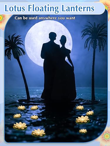Miniatura 4 de 12 luces flotantes para piscina, faroles flotantes LED realistas, funciona con pilas, almohadilla de lirio, vela de flor, accesorios divertidos de