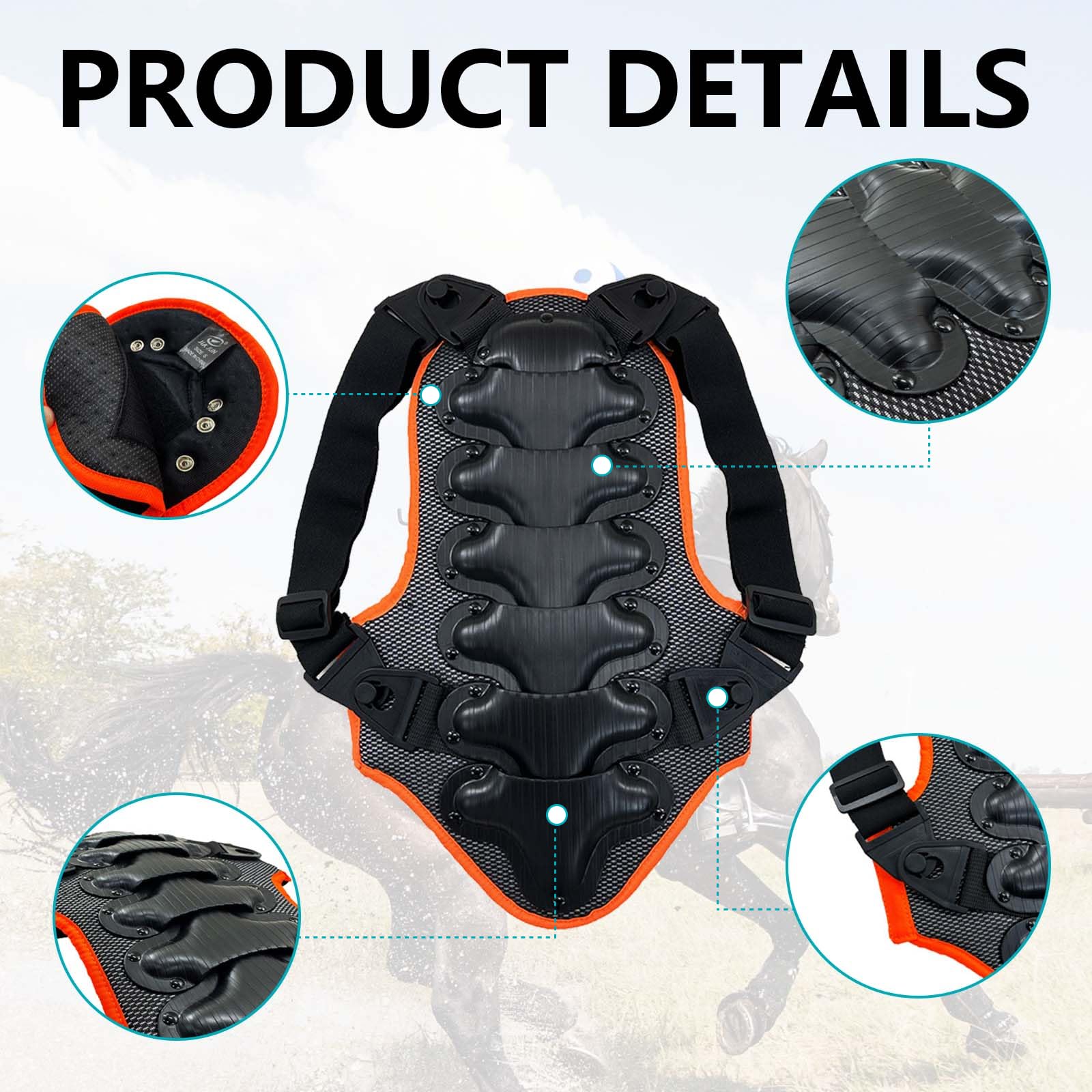 Gilet Armure Ski Snowboard Gilet De Protection Enfant Shunfaji - Pour Vélo, équitation, Moto - Taille S - Protecteur Dos Amovible Protection Moto Vélo Enfant