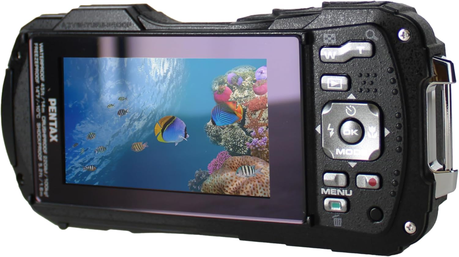Ricoh Pentax WG-90 Waterproof, Shockproof, Dustproof, Freezeproof, Tough Digital Camera (Black) + 64GB Memory Card + P-Bank + Camera Bag + Flexible Tripod + Cleaning Kit + External Charger + More