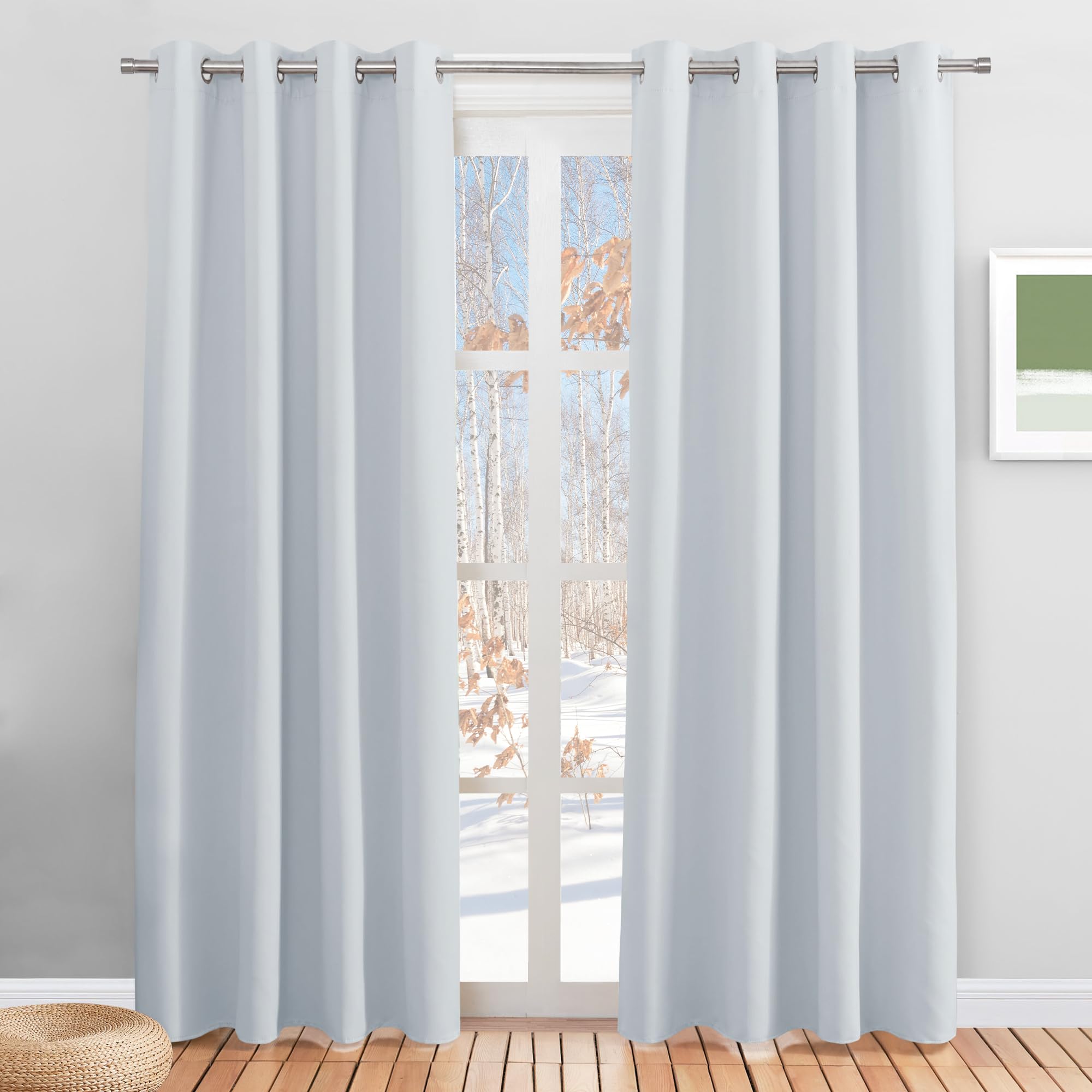 PONY DANCE Tende per Salotto Eleganti - Tenda per Bambini Cameretta Tende Termiche Isolanti per Interni Tenda Oscurante ad Anelli 2 Pezzi L 140 x A 220 cm, Bianco Grigiastro