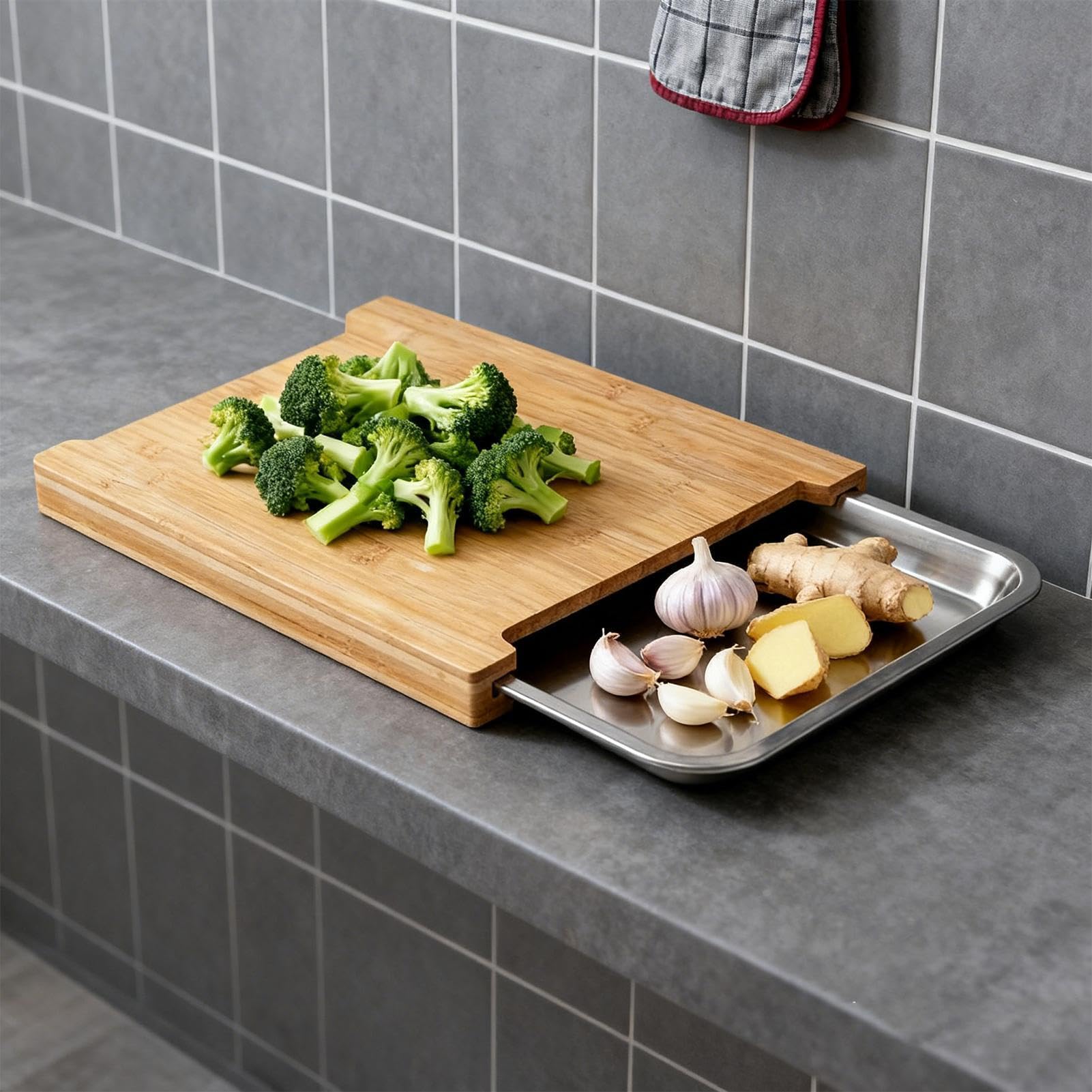 Tagliere in legno naturale, antiscivolo, con