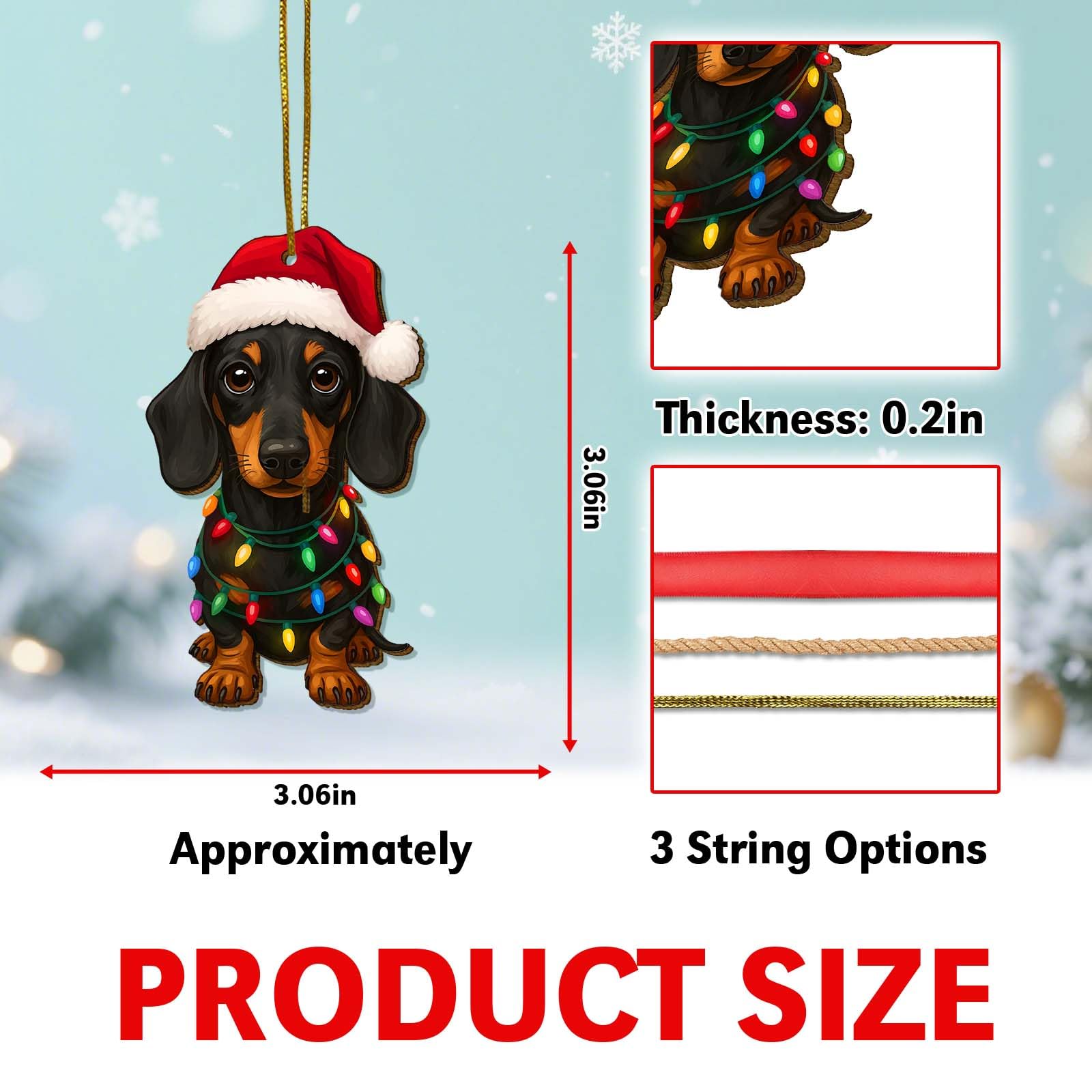 Cute Animal Christmas Ornaments - Wooden Hanging Decorations -5 Cute Animal Christmas Ornaments - Wooden Hanging Decorations -5