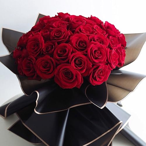 Miniatura 4 de FWSA WRAPS Papel de regalo de flores negras, papel de regalo floral con 12 mariposas 3D, 20 hojas de borde dorado, impermeable, ramo de flores,