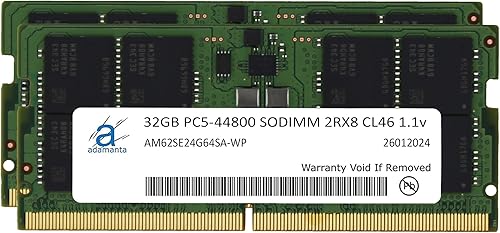 Adamanta 64 GB (2 x 32 GB) Compatible con ASUS ROG Strix Scar 16 (2024) G634, G634JYR, G634JZR DDR5 5600MHz PC5-44800 SODIMM 1Rx8 CL46 1.1v 262 Pin