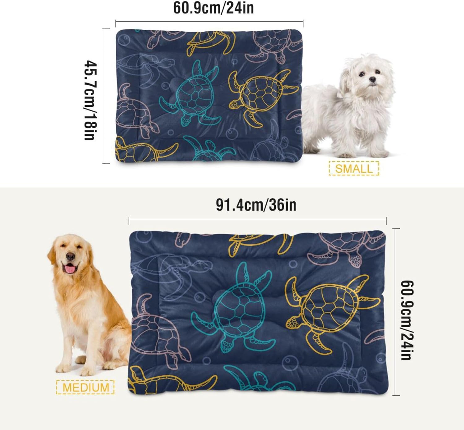 review Tribal Sea Turtle Pet Bed Mat, Non-Slip Soft Comfortable Dog Cat Bed Machine Washable Pet Mattress for Small Medium Large Dogs, 24 x 18 Inch