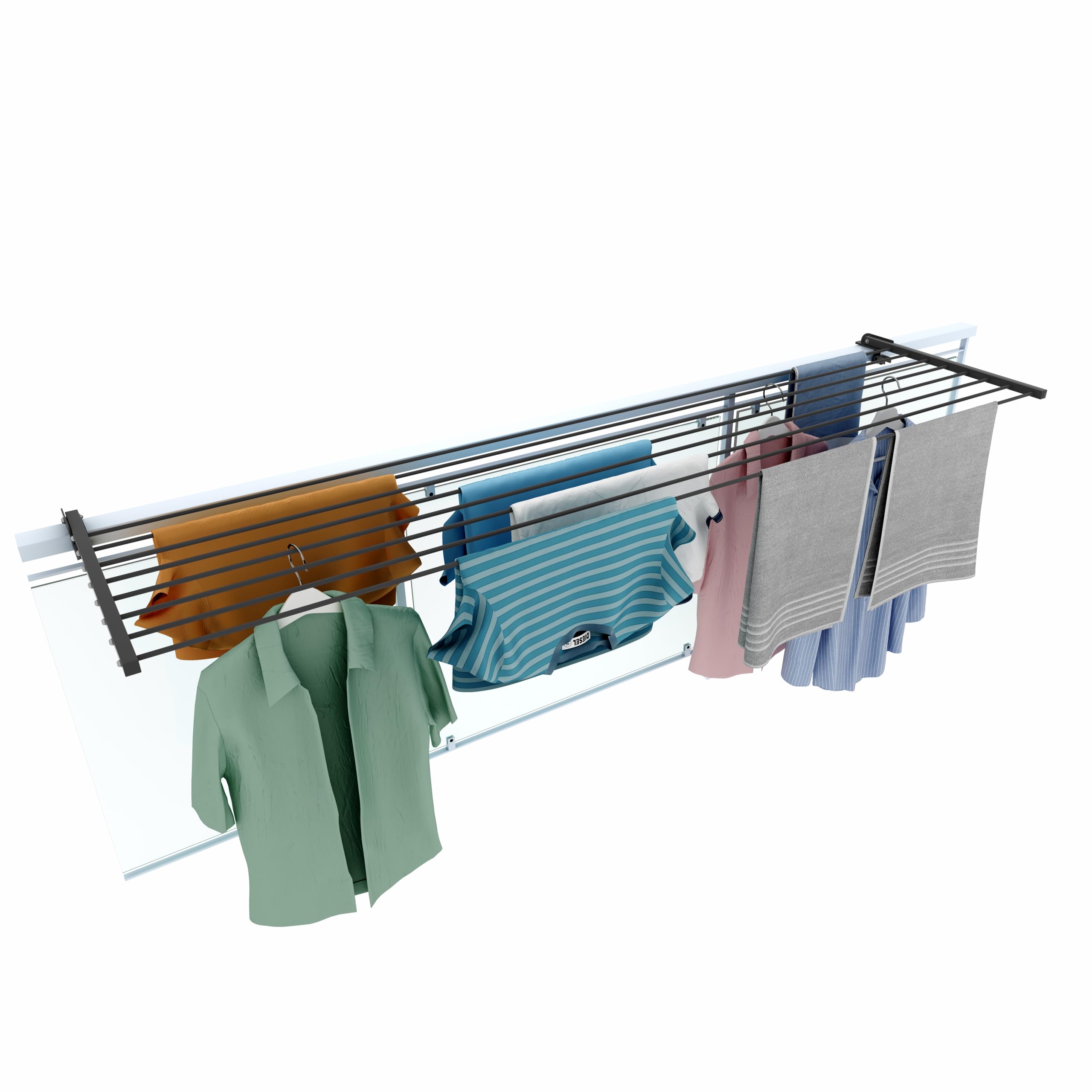 foxydry Stendino da Balcone Ribaltabile, Stendibiancheria da Ringhiera Esterno Resistente in Acciaio inox e alluminio Duo, per terrazzi, balconi e ringhiere - Lunghezza 202 cm (Antracite, 202 cm)
