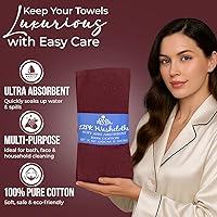 Vista 95 de DAN RIVER Juego de 4 toallas de baño, 27 x 54 pulgadas, 100% algodón, más grandes y ligeras, de secado rápido, súper suaves y absorbentes, toallas