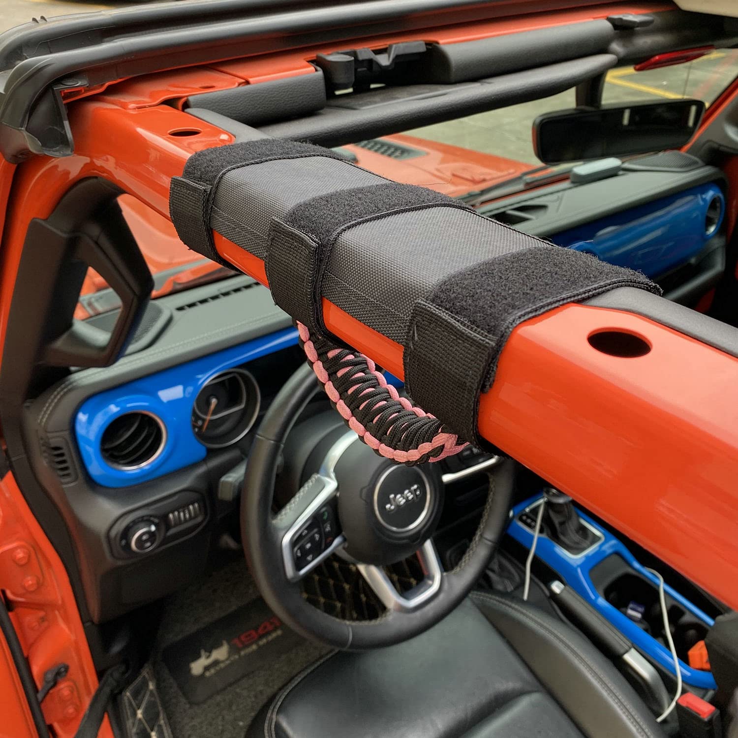 Roll Bar Grab Handles 4-Pack For Jeep Wrangler YJ, TJ, JK, JL, Gladiator JT - Nylon Paracord, Blue, Velcro Headlight Assemblies For 2018 Jeep Wrangler JK