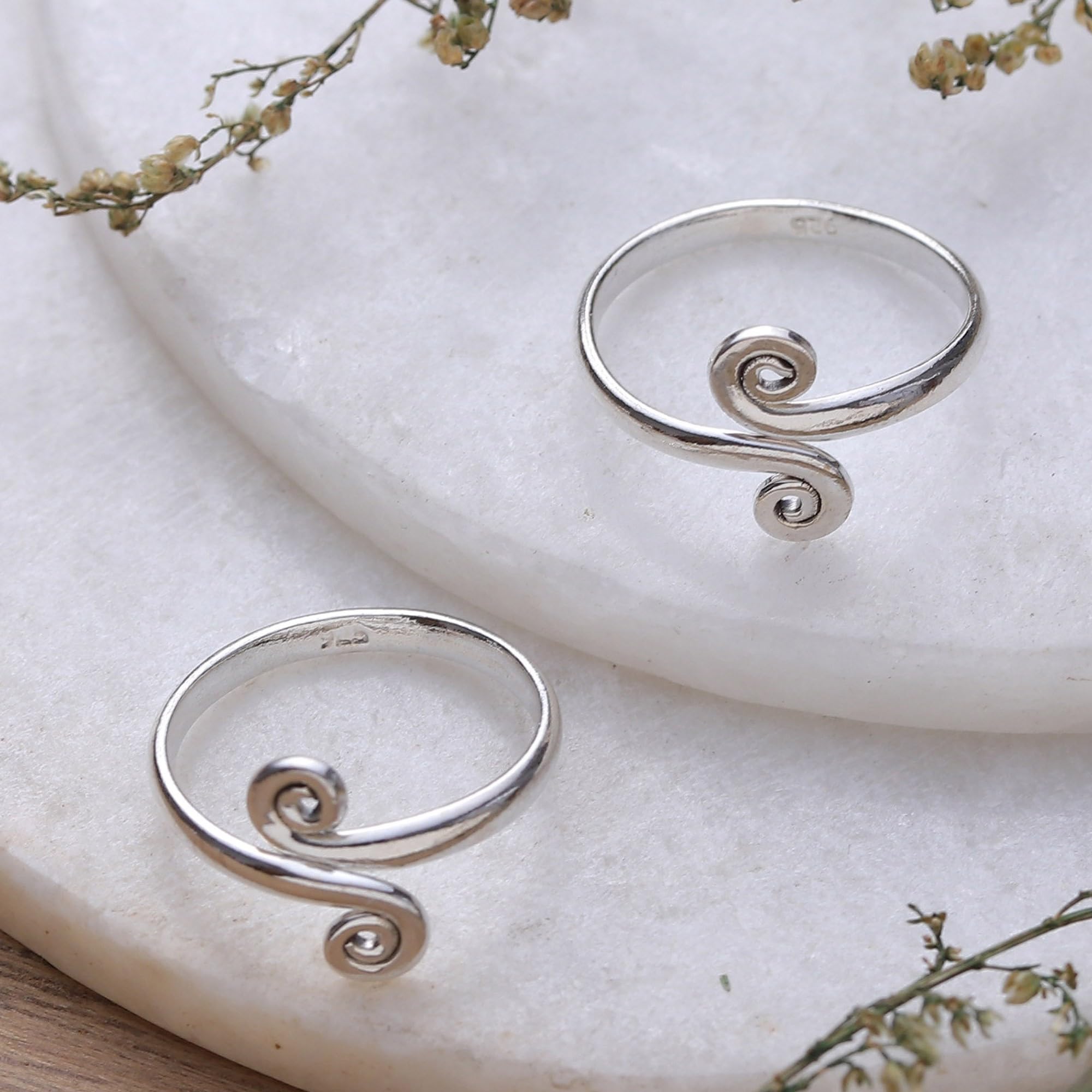 NOVICA Artisan Handcrafted Sterling Silver Toe Rings Pair from India Modern Bohemian Adjustable Foot Jewelry for Women Measuring 0.4 Inches Long by 0.2 Inches Wide Luminosity Hand Made Gift S product thumbnail 5