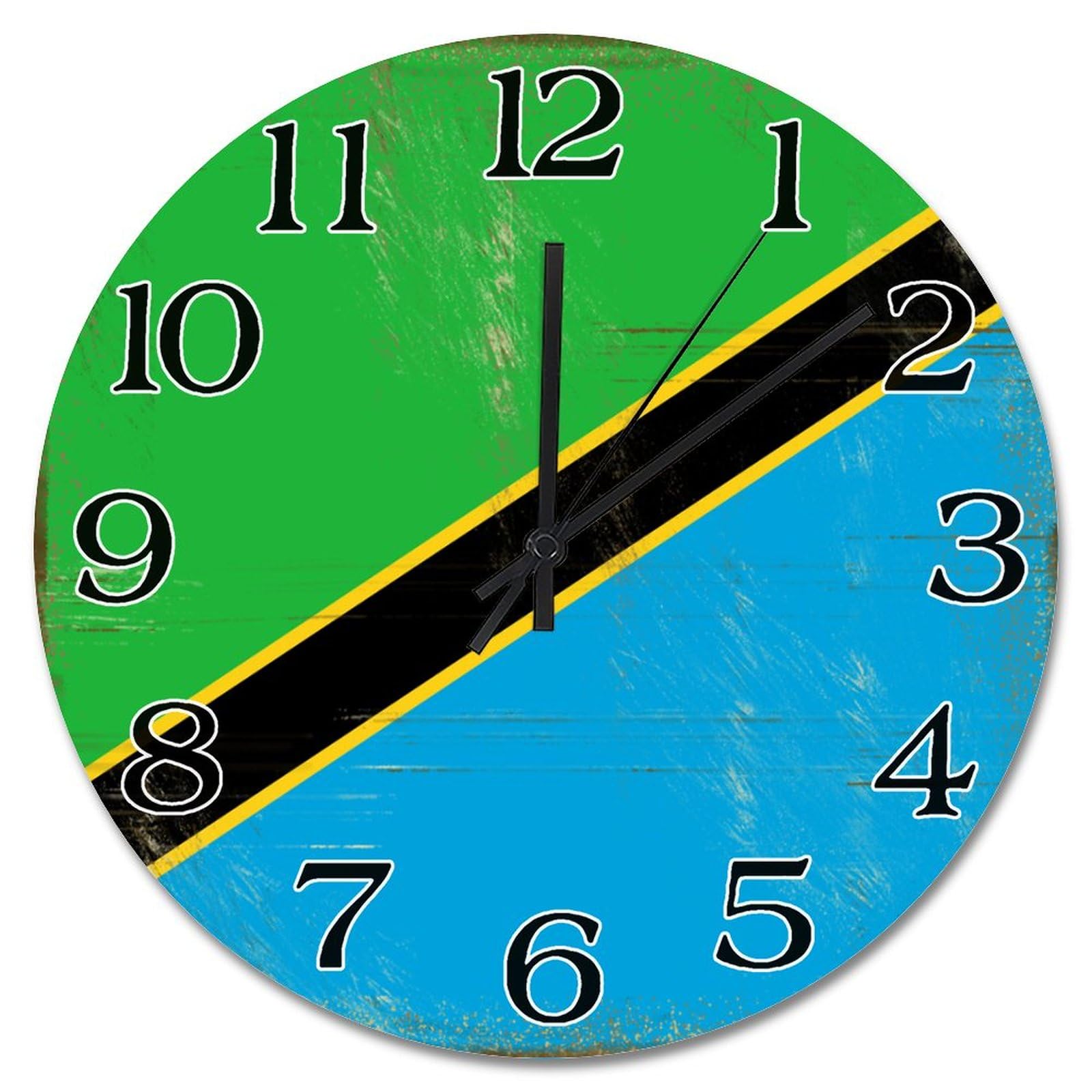 Horloge murale ronde Tanzanie 25,4 cm pour cuisine et bureau
