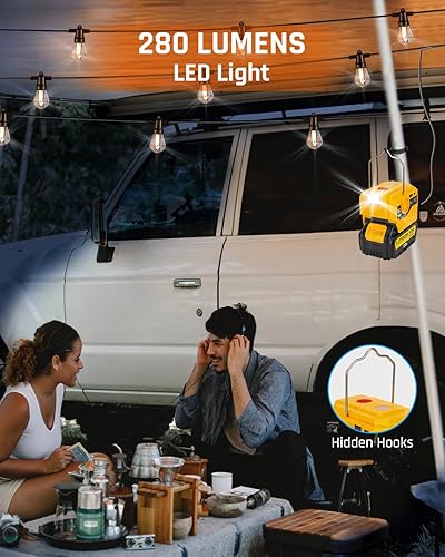 Miniatura 3 de Inversor de corriente de 200 W para batería Dewalt de 20 V y 60 V, CC 20 V a CA 110-120 V inversor de batería con 1 puerto USB, 1 puerto USB-C, luz