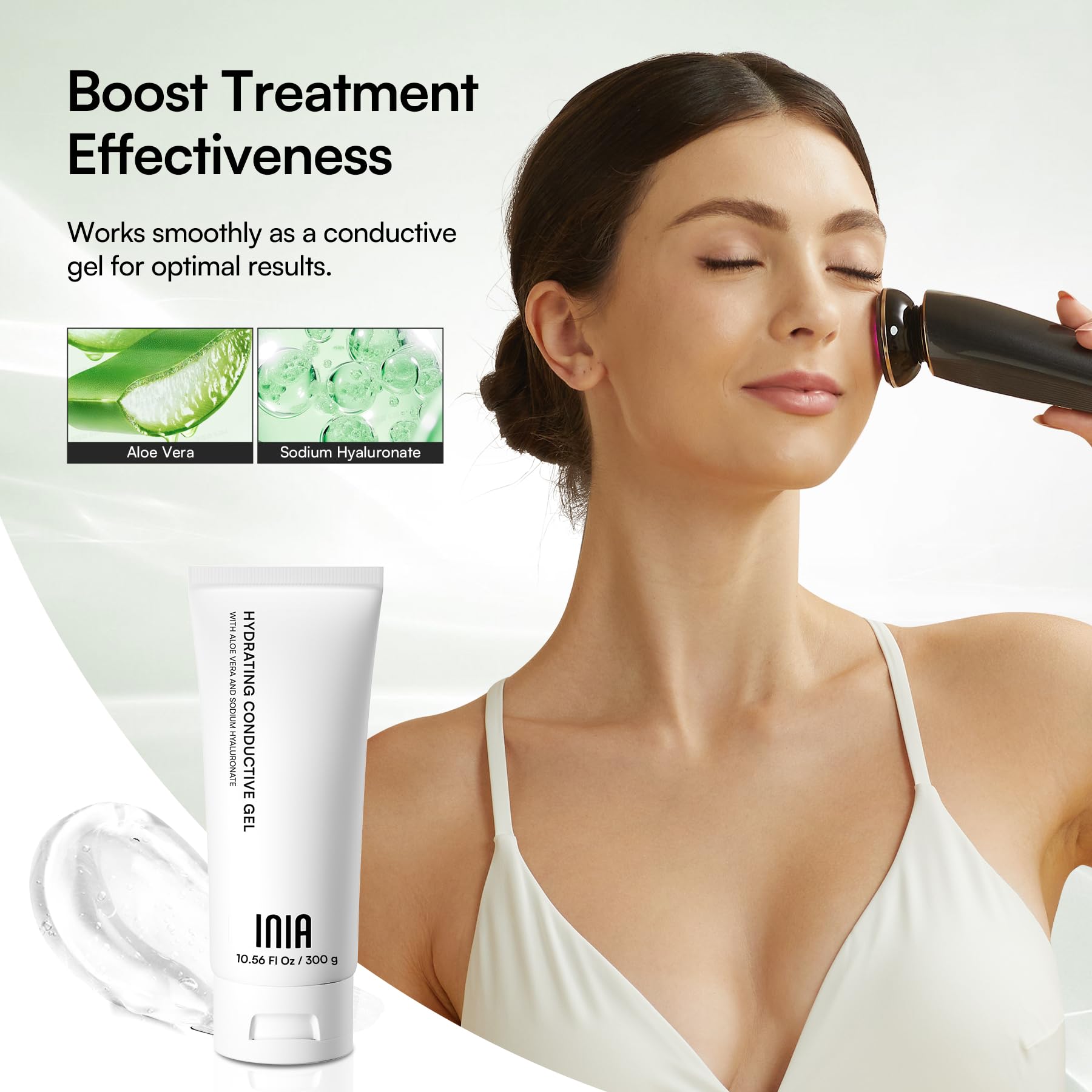 INIA 3-in-1 Skin Tightening Device True Beauty Glow Facial Massager Red Light Therapy for Face and Neck