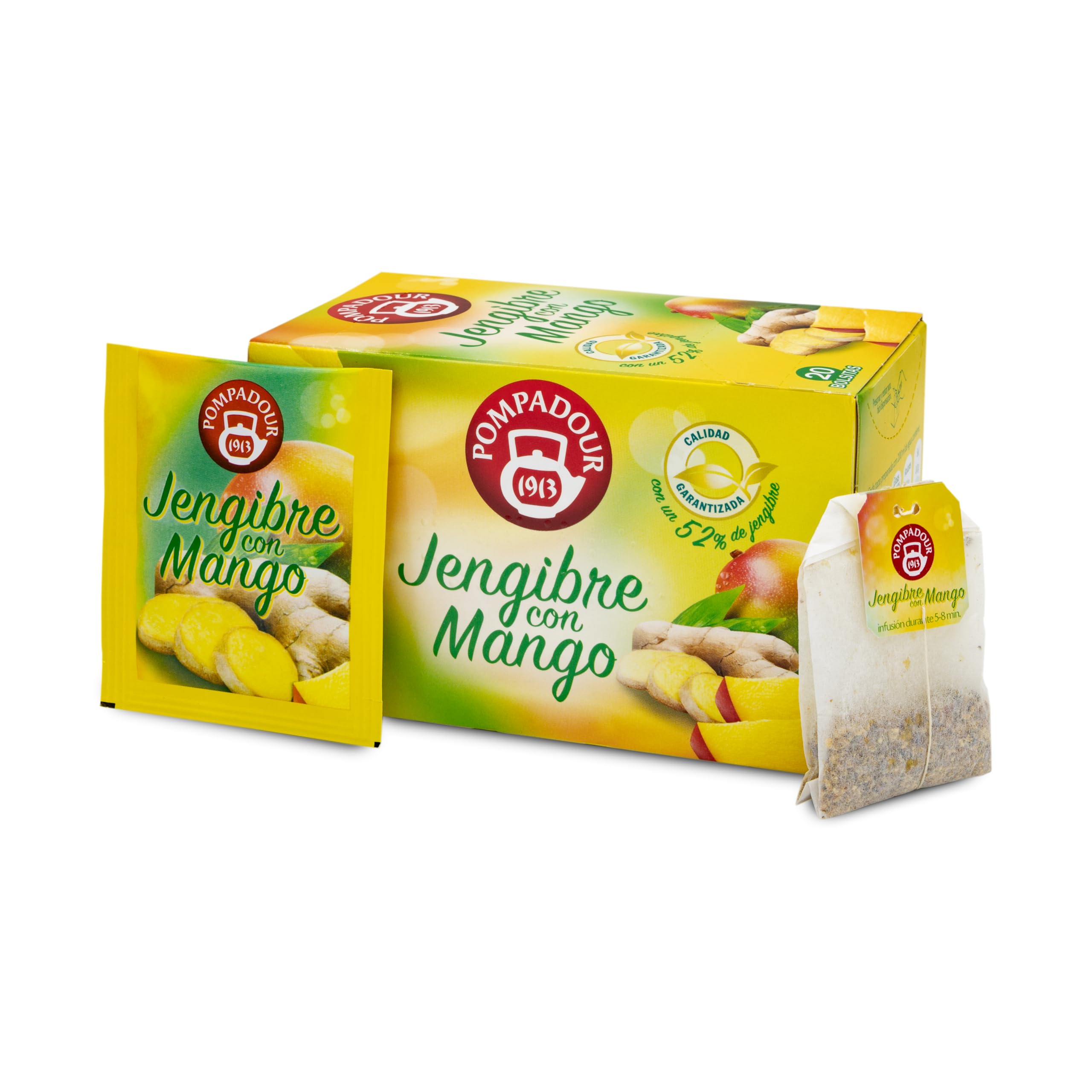Pompadour Infusión Jengibre con Mango 20 Bolsitas de 2,25 Gr