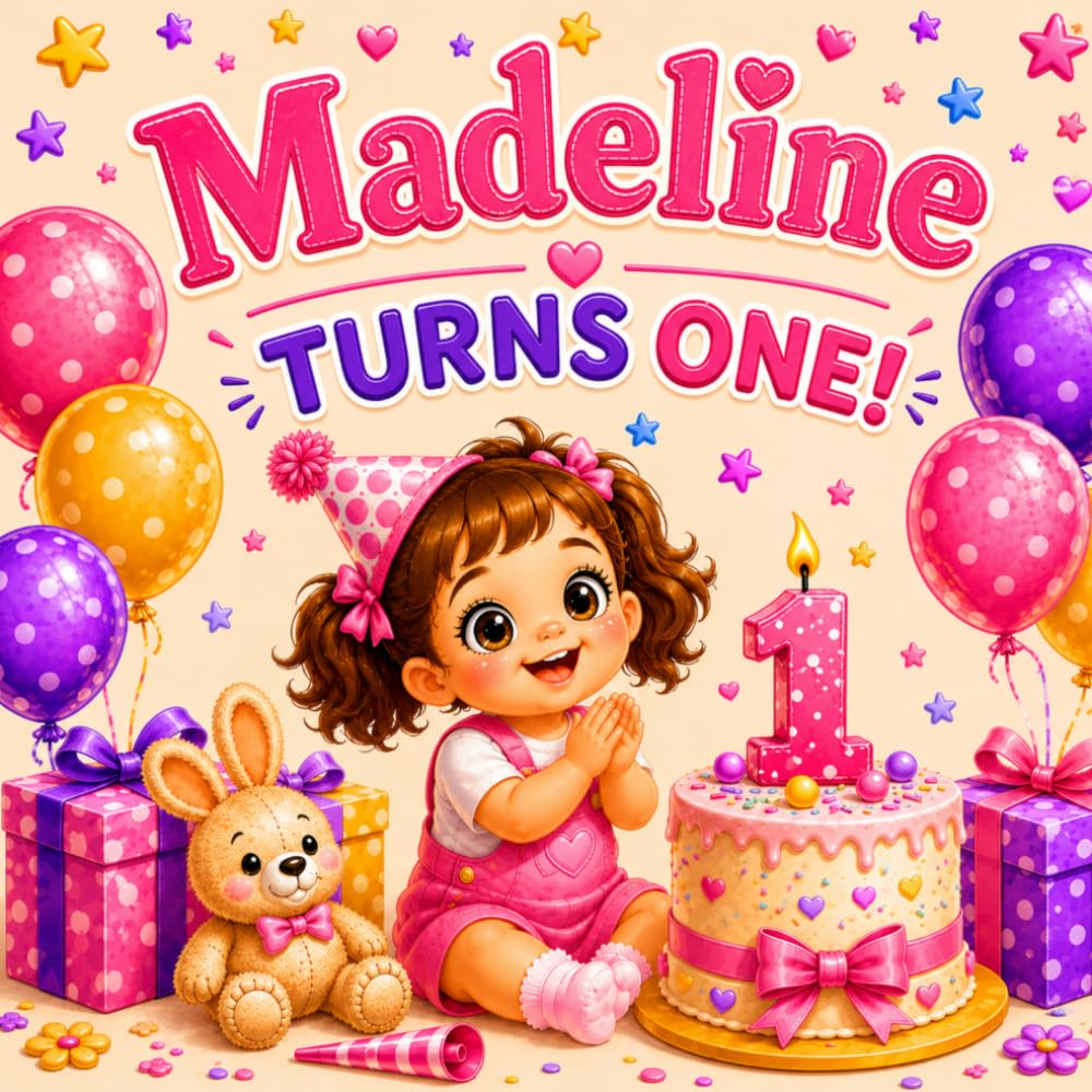 Madeline Turns One!: A Personalized First Birthday Story Celebrating Madeline's Big Day (Three Hearts Baby Books (Madeline))