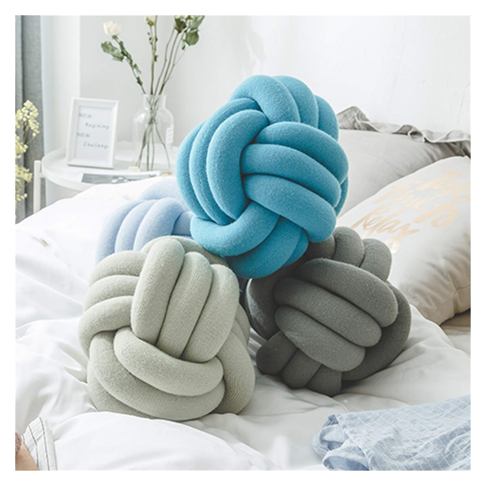 Gruba przędza Aeelike, Gruba przędza wełniana na ramię węzeł poduszka piłka wielokolorowa średnica 25-30 cm samochód domowy(Camel gray)