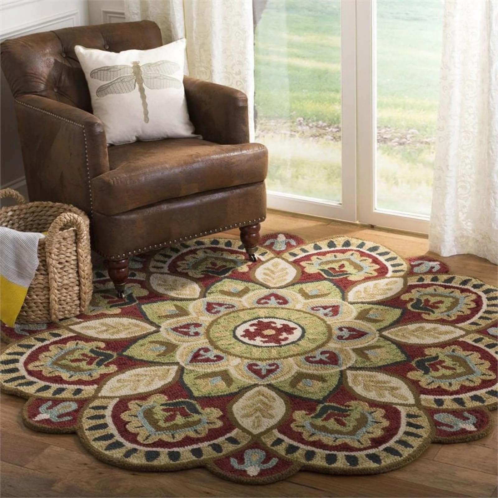 Tappeto Rotondo 100cm Pelo Corto Marrone Giallo Antiscivol Lavabile Carpet | Moderno Morbido Tappeto Fibre Ultrafine,Durevole E Facile Da Pulire,Per Cucina, Corridoio Balcone E Soggiorno