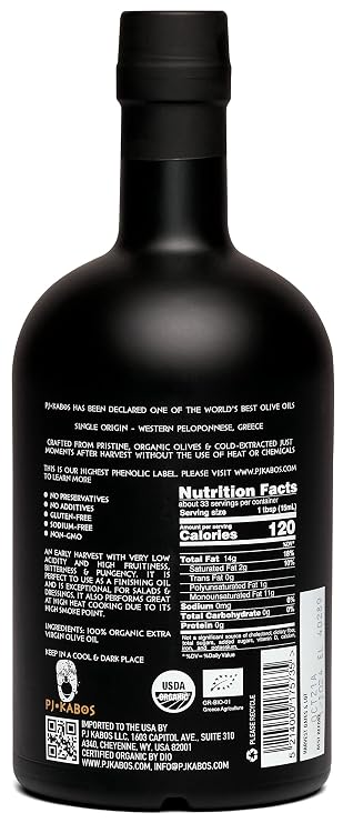 High Phenolic Greek Extra Virgin Olive Oil PJ KABOS Set (Everyday Medium/Robust)