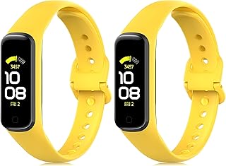 سوار بديل لجهاز تتبع اللياقة البدنية متوافق مع سامسونج جالاكسي فيت 2 (SM-R220) للنساء والرجال، سوار سيليكون ناعم قابل للتعديل (اخضر) (عبوة من قطعتين)