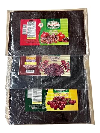 Fruit Leather Lavashak Cornelian Cherry, Pomegranate & berberis Mix, Persian Style Natural Tart Snack, Pack of 3-10 oz 750g total