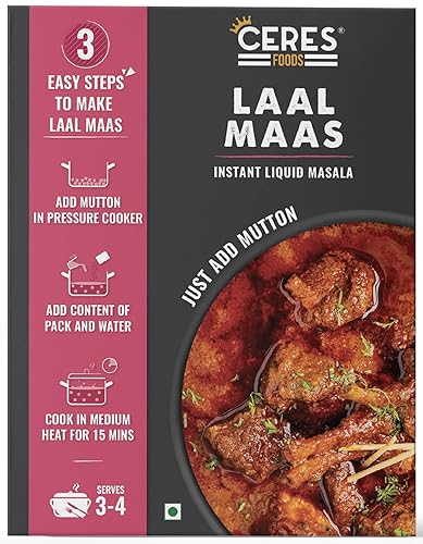 CERES FOODS Indian Rajasthani Laal Maas - Masala líquida instantánea de curry indio ahumado, salsa a fuego lento famosa picante de Rajasthan, solo
