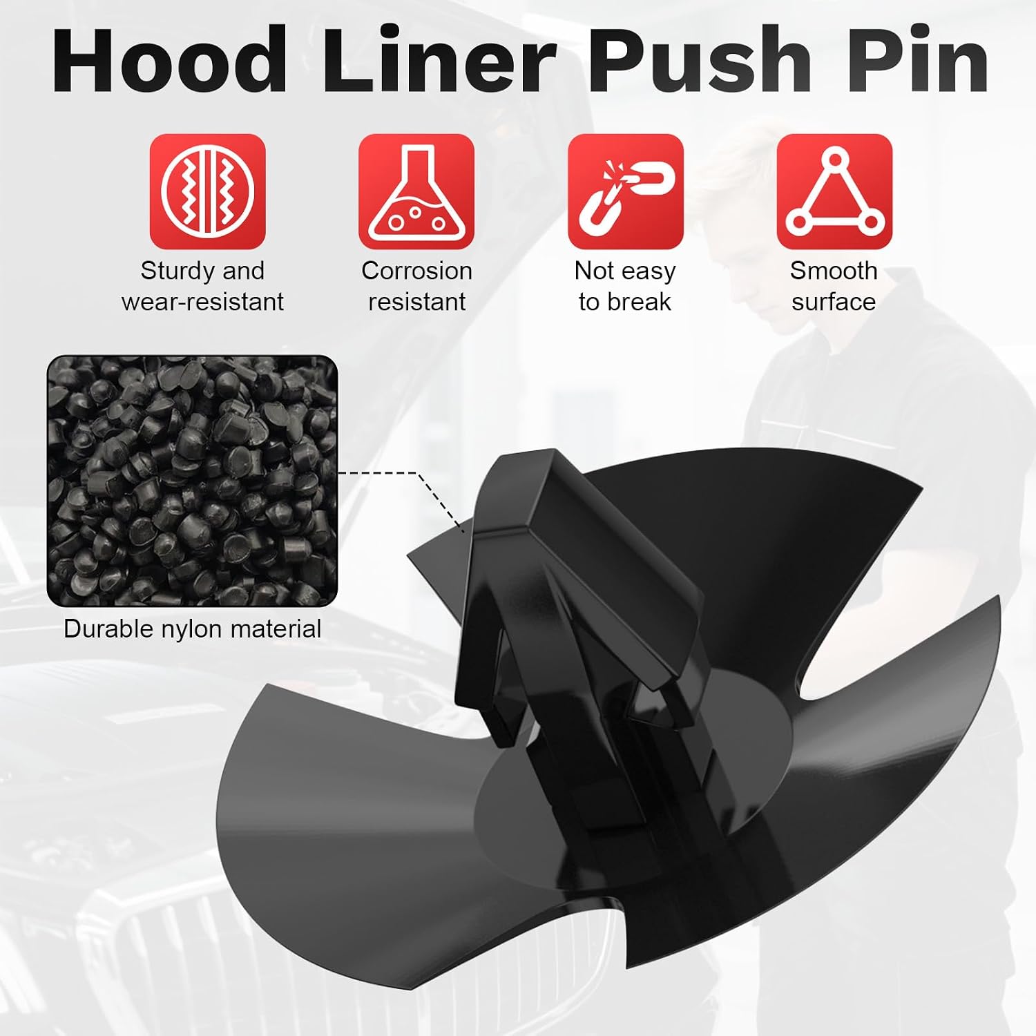 Sixzoo 50 PCS Hood Insulation Retainer Clips, with 1 PCS Fastener Remover, Nylon Clip Hood Liner Push Pin, Fit for Jeep Grand Cherokee Chrysler Dodge Ram, Replace OEM 4878883AA