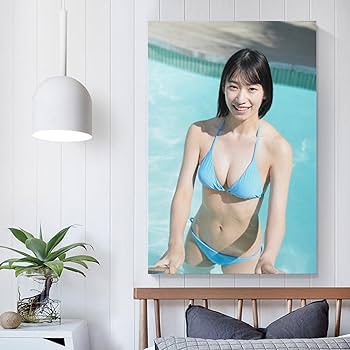 油絵　[月下の水着]   アート　インテリア　美術品 Amazon.co.jp: 高鶴桃羽かわいいセクシービキニ水着下着ポスター