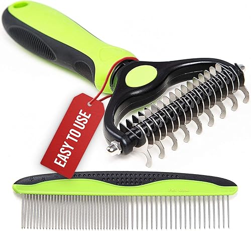 Rexipets Juego de aseo para mascotas rastrillo de capa inferior de 2 lados  peine de aseo para perros y mascotas seguro y fácil eliminación de