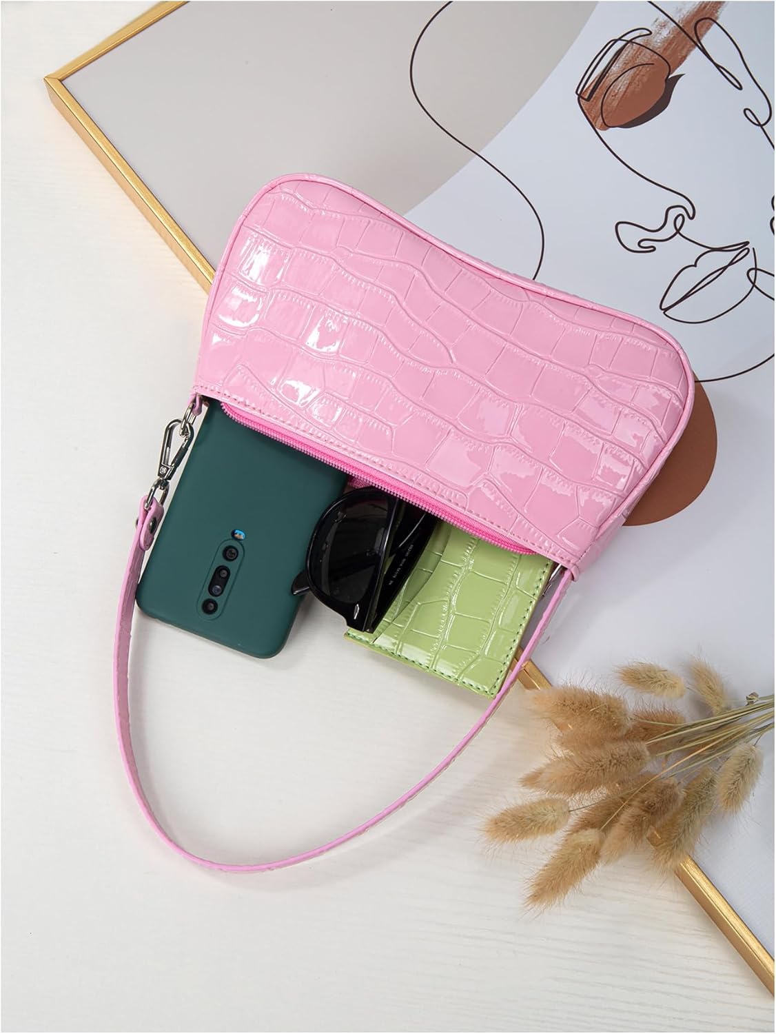 SweatyRocks Women's Small Crocodile Print Shoulder Bag Leather Clutch Purse Handbag with Zipper Closure - Image 4