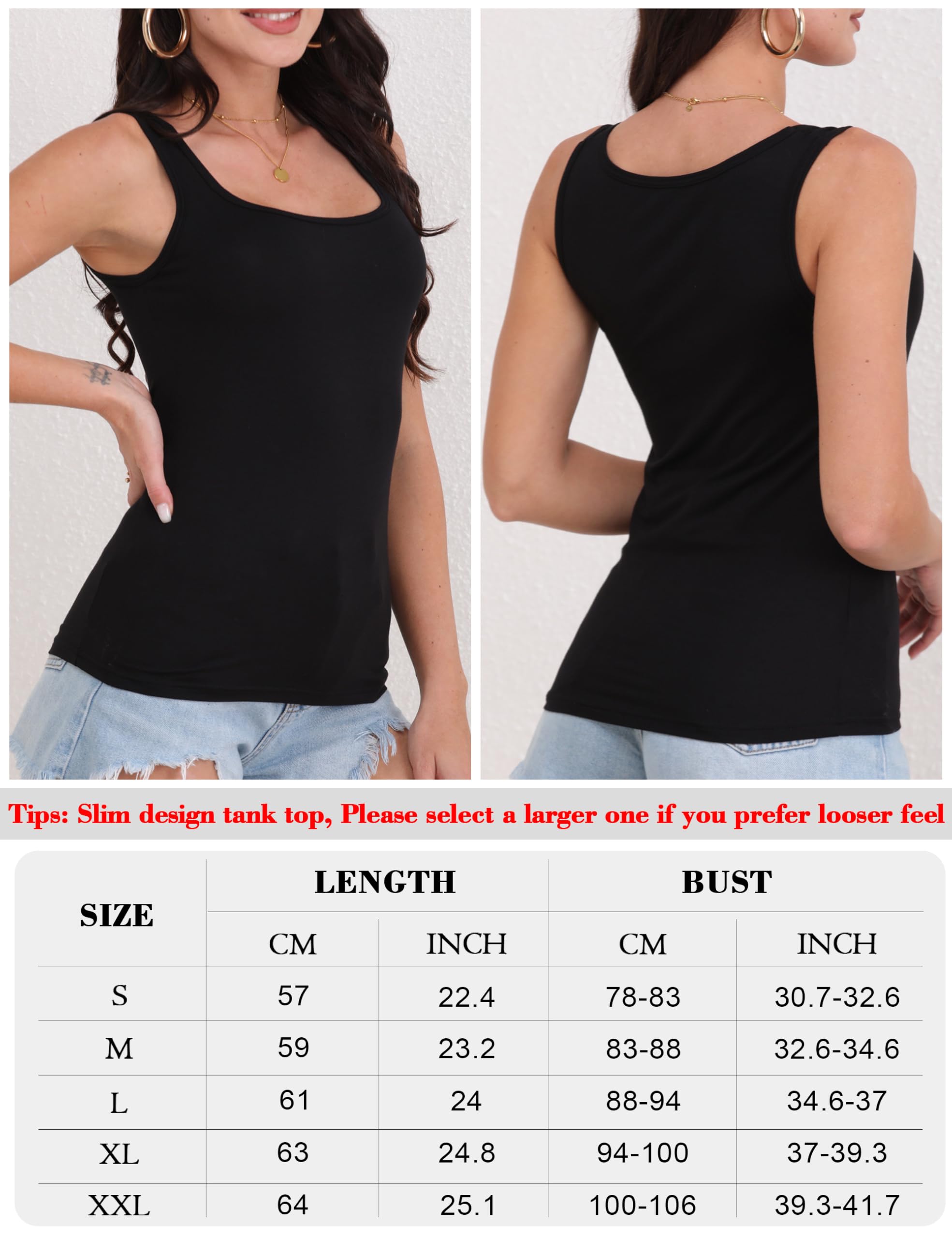 BQTQ 5 Pezzi Canotta Donna Tank Top Canottiera con Collo Quadrato Canotta Senza Maniche Canotta Estiva Sportiva