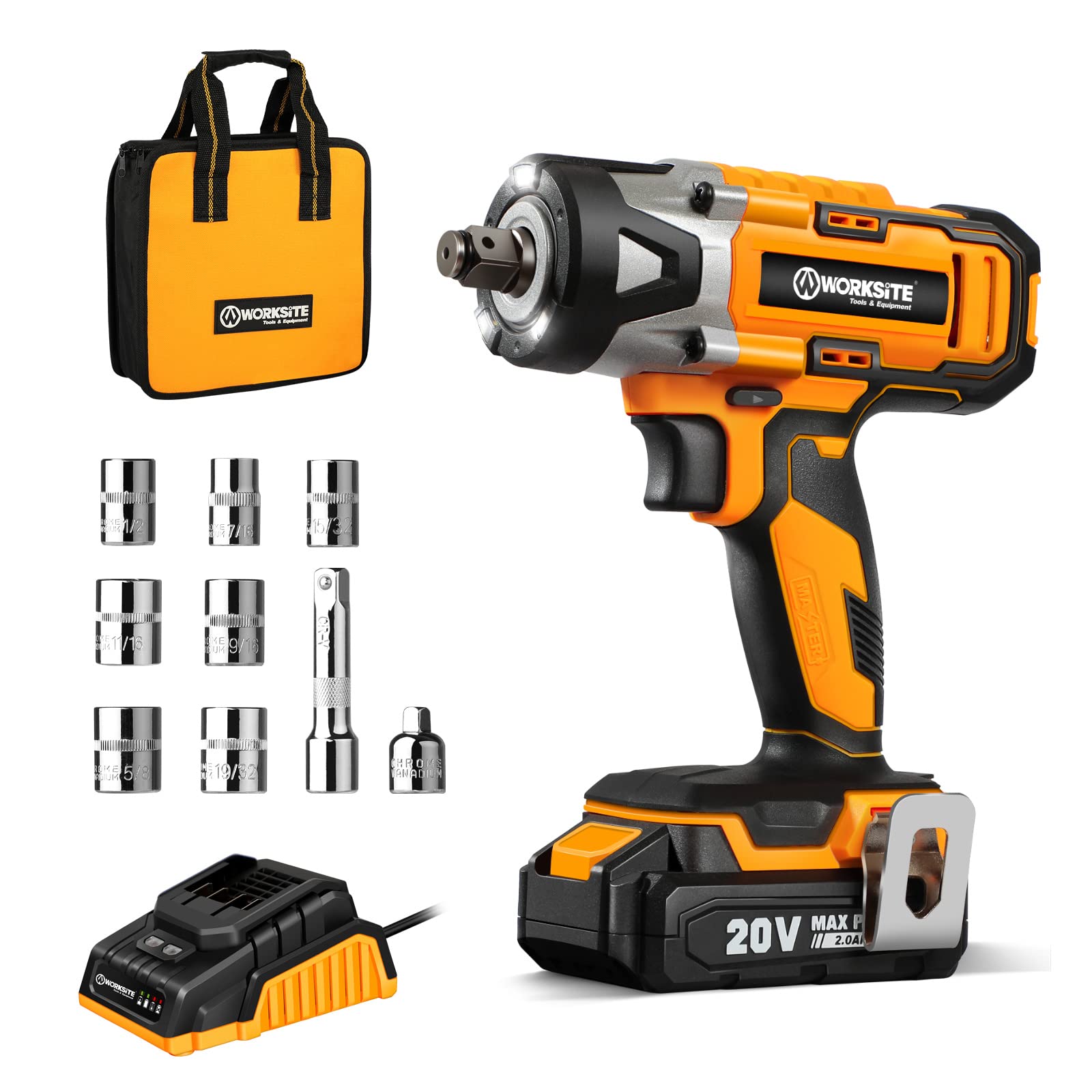 WORKSITE 20V Cordless Impact Wrench 3/8 