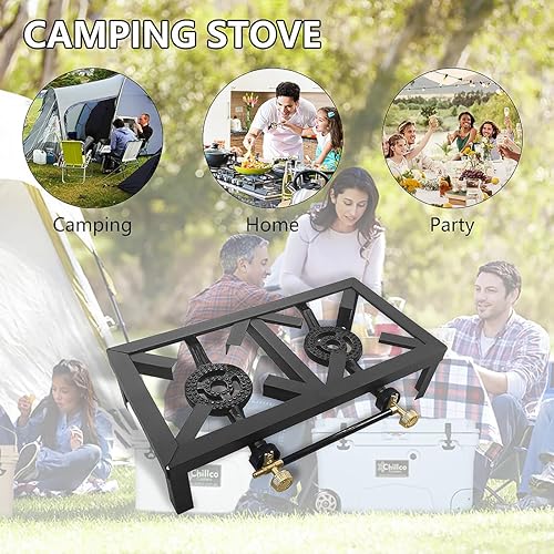 Miniatura 5 de THABATAD Estufa portátil de camping triple quemador de propano GLP Gas al aire libre barbacoa cocina 15000 BTU, fácil de usar