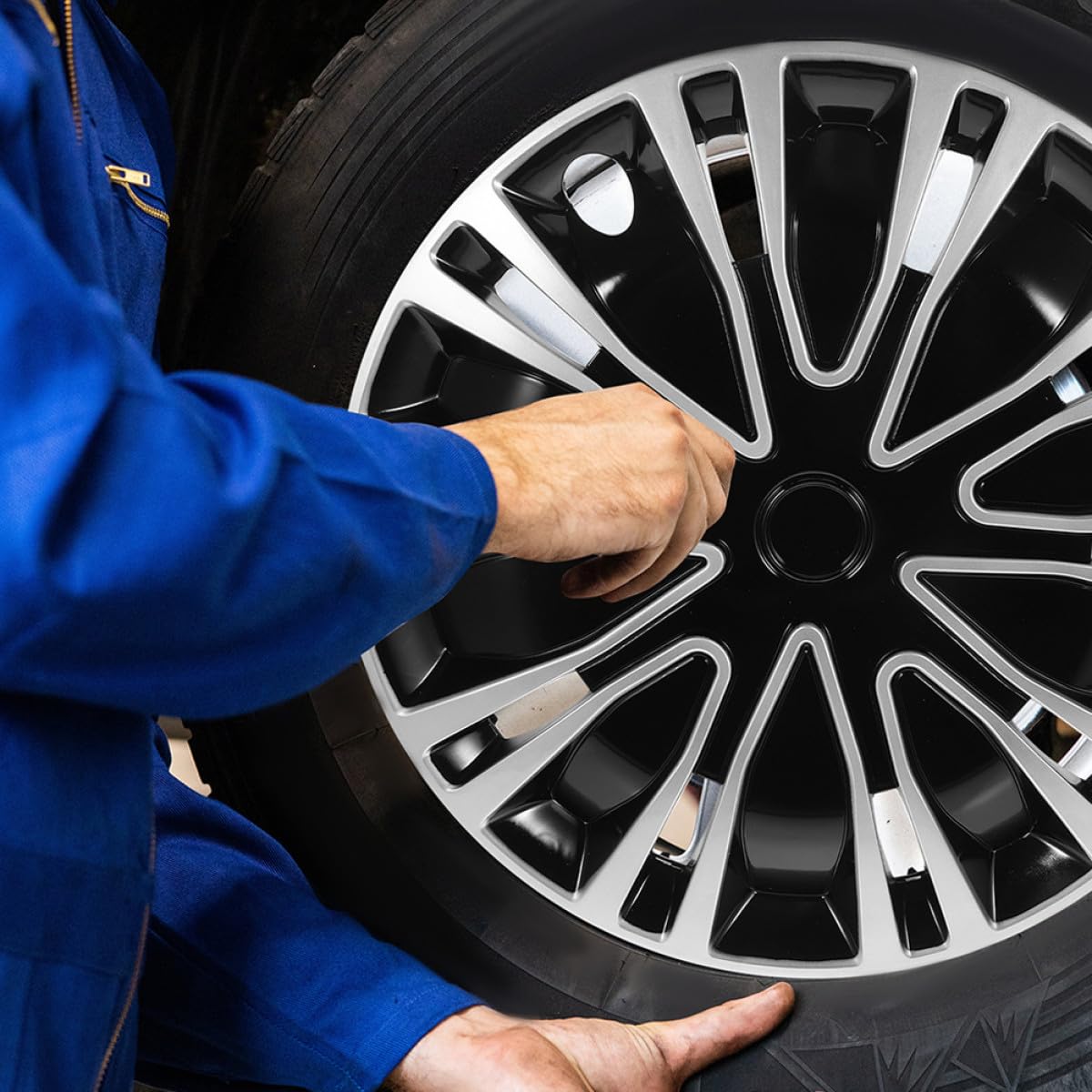 Coprimozzo 14 Pollici in PP Resistente per Auto Copricerchio Protezione Cerchione Installazione Rapida Accessorio Decorativo per Cerchi in Ferro Auto
