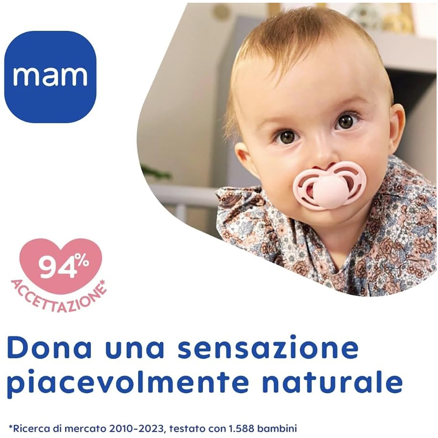 MAM Perfect Start - Juego de 2 chupetes de silicona para un desarrollo bucal saludable de 0 a 2 meses, kit de 2 accesorios para bebés con soporte para chupete esterilizador, azul claro y neutro — view 3
