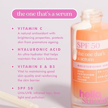 Hello Sunday The One That’s a Serum 30ml | SPF 50 Vitamin C Face Serum | Brightening Winter Skincare & Daily Protection