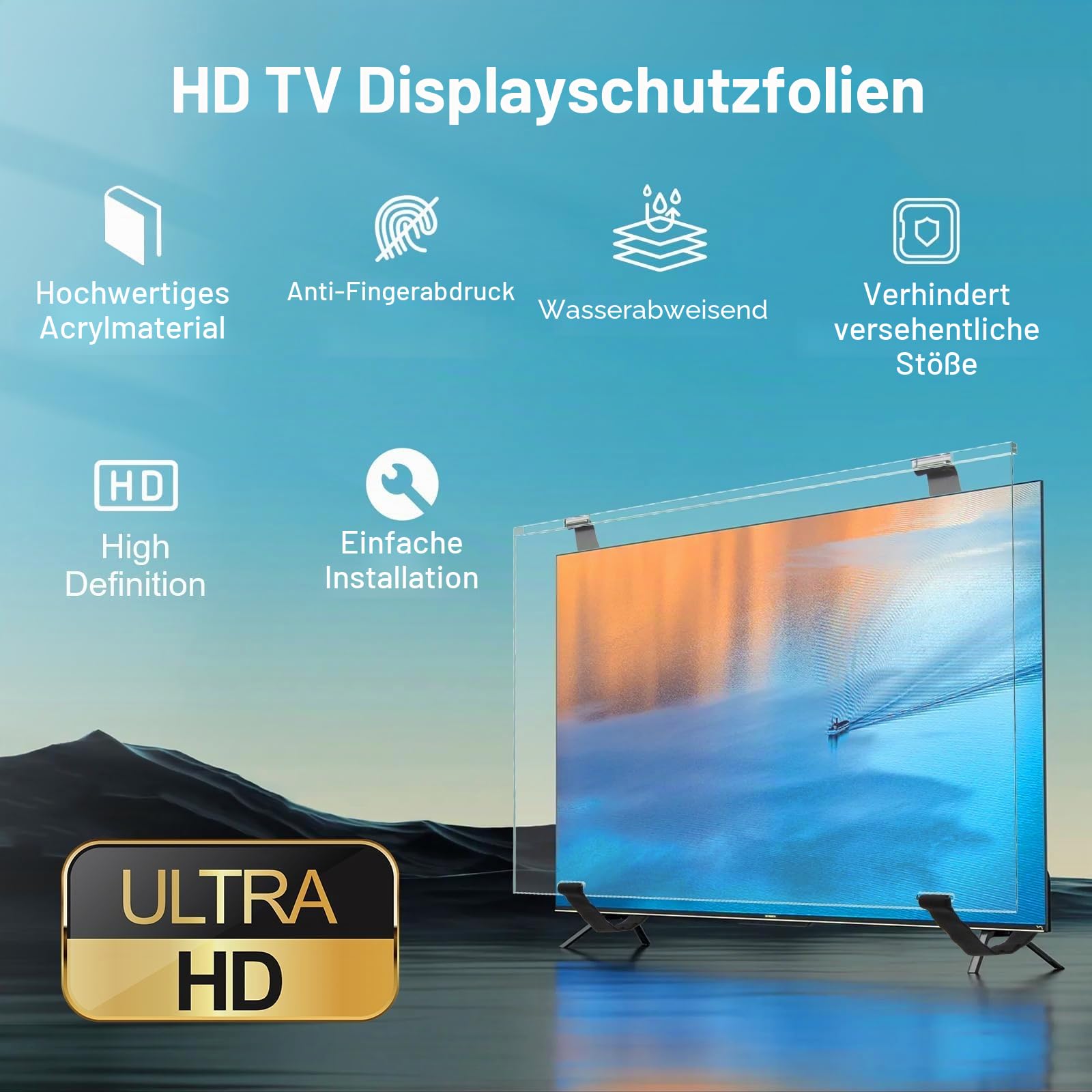 TV Bildschirmschutz, 65 Zoll, ultraklar, Anti-Fingerabdrücke, reduziert Stöße und Kratzer, leicht zu reinigende Acryl-Displayschutzfolie für TV-Bildschirm, Monitorbildschirm
