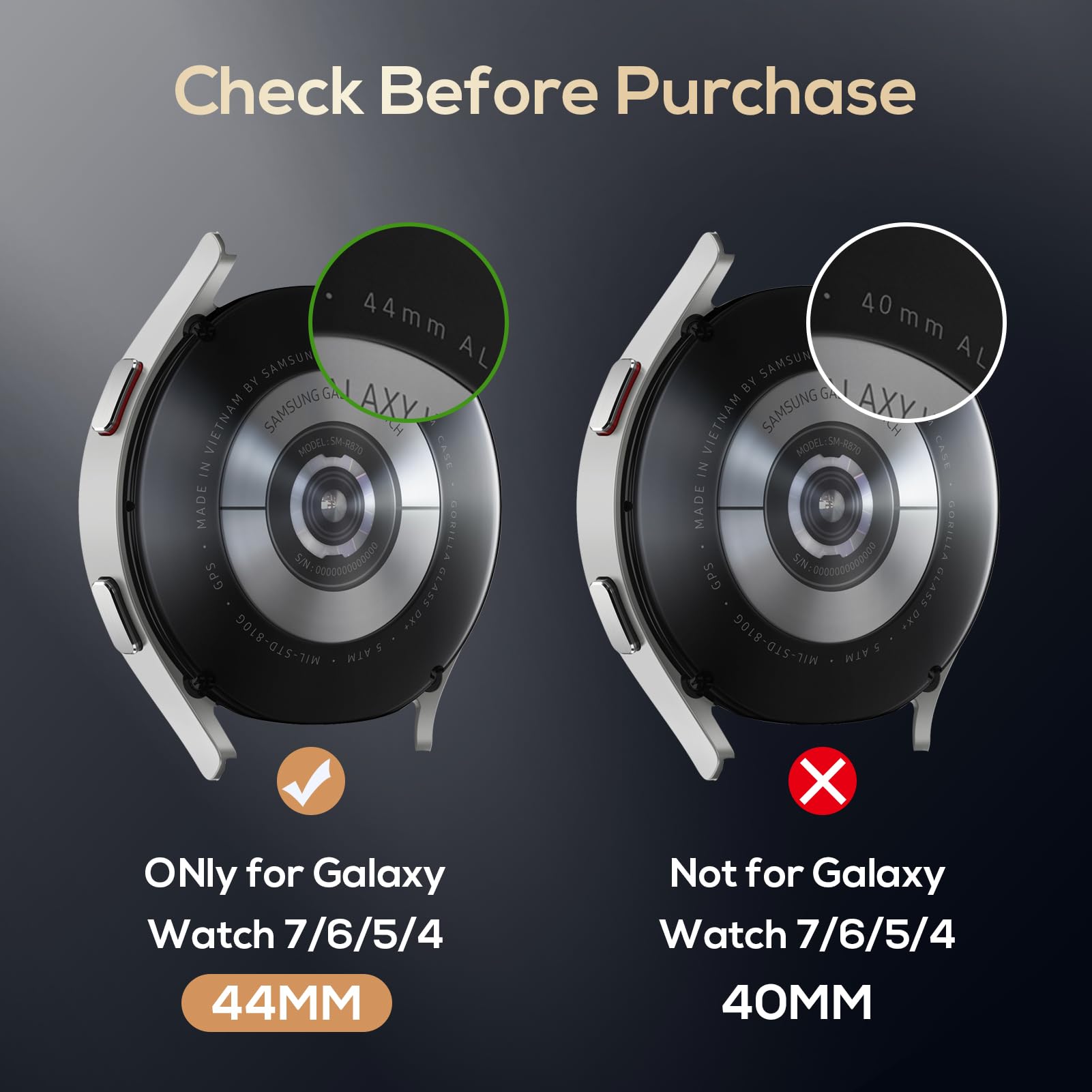 Folia ochronna na wyświetlacz do Samsung Galaxy Watch 7 / 6 / 5 / 4 mm, 44 mm, odporna na zarysowania HD, folia ochronna na wyświetlacz do zegarka Galaxy Watch 4/5/6/7, 44 mm