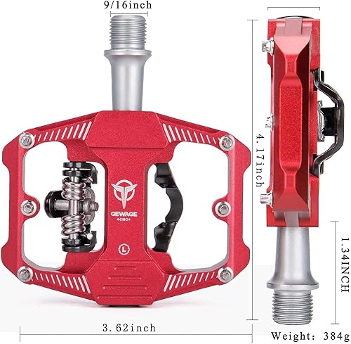 Miniatura 5 de Pedales de bicicleta de montaña doble función plano y pedal SPD 3 pedales de plataforma sellados compatibles con SPD pedales de bicicleta para BMX