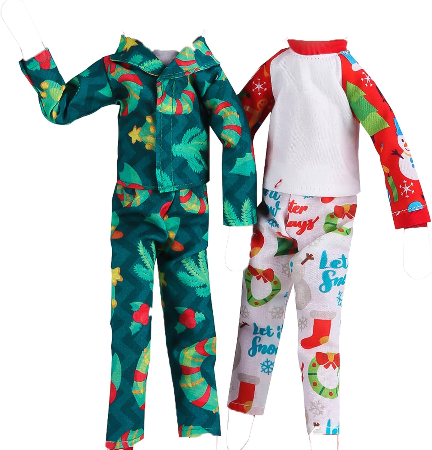 YAMASO ELF Doll Sleepwear Sets 2pcs Pajamas (Green+Red) image 2 of 4 B0C88GR3ZQ