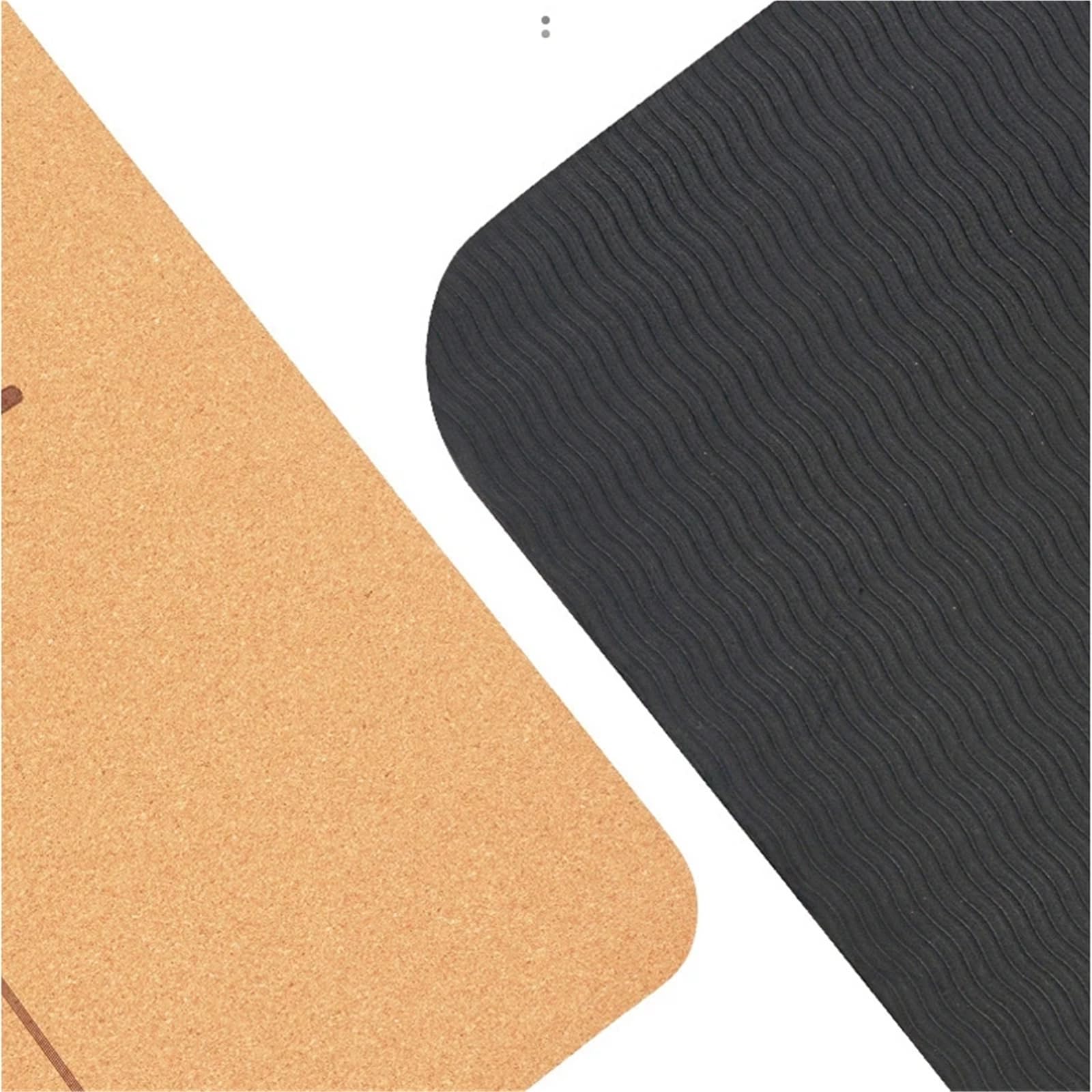 Esterilla Yoga Estera de yoga corcho TPE con línea posición, almohadilla antideslizante, ejercicio, tamaño 183 cm x 68