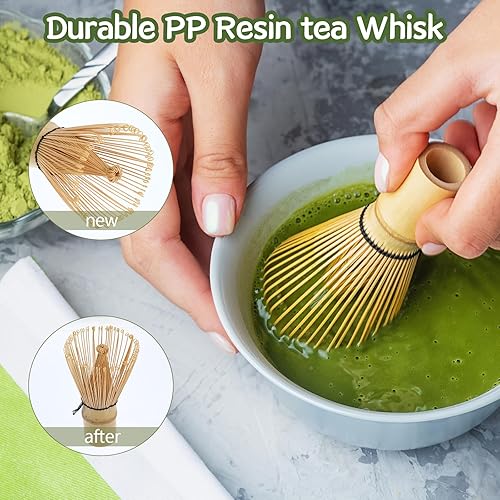 Miniatura 4 de Juego de batidor tradicional de matcha, kit de juego de matcha de bambú, juego de té matcha con batidor, cuchara de té, cuchara de matcha, tamiz